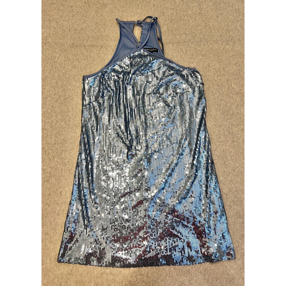 Prabal Gurung Sequin Halter Dress Women's Large Blue Party Shift Dress $59 NWT
